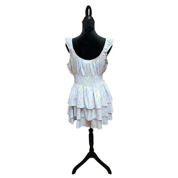 No Boundaries Size Large (13-14) Blue One Piece Romper With Puff Sleeves - Picture 6 of 7